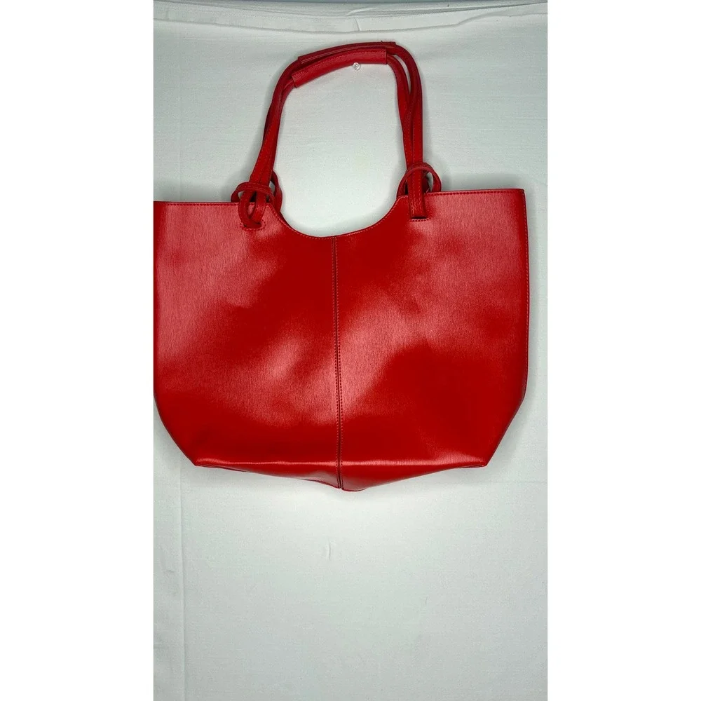 Neiman MarcusFaux Leather Large Tote Bag Knotted Strap Shoulder Bag Minimalist